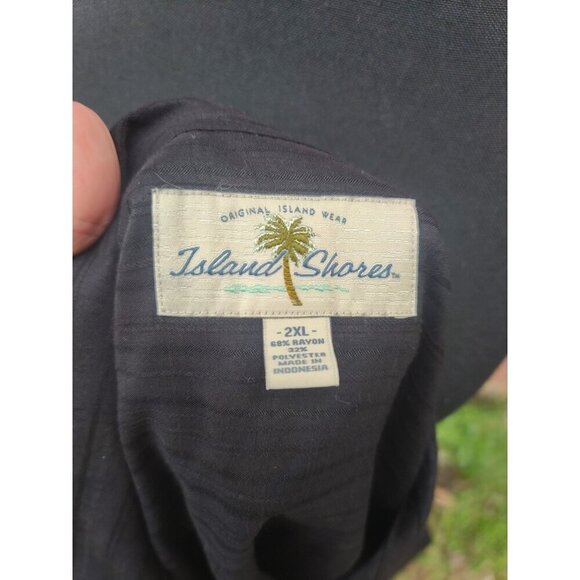 Mens XXL Button Up Shirt Island Shores Black - Picture 4 of 4